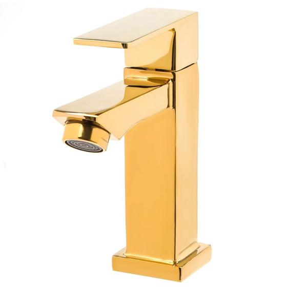 Imagem de Torneira de Lavabo / Banheiro Black Preta Prata Dourado Luxo Metal Moderna 1/2 Cuba Fosco Inox Quadrada