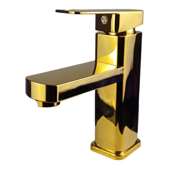 Imagem de Torneira Dourada Lavabo Monocomando Banheiro Misturador Dourado