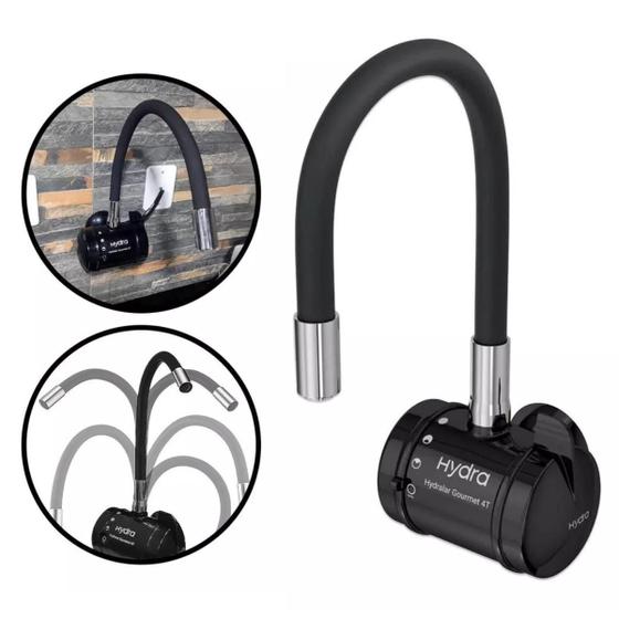 Torneira Elétrica Hydra Flexível Parede Preto 5500W 220v - Torneira
