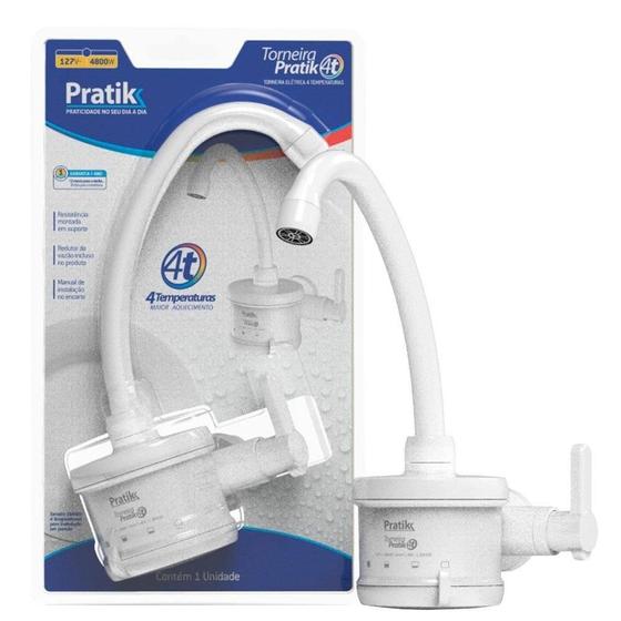 Torneira Elétrica Pratik 4 Temperaturas Branca 4800W 110V Menor preço em Torneira Elétrica Pratik 4 Temperaturas Branca 4800W 110V