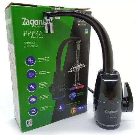 Imagem de Torneira Eletrônica Preto Prima Touch 5500w 220v - Zagonel