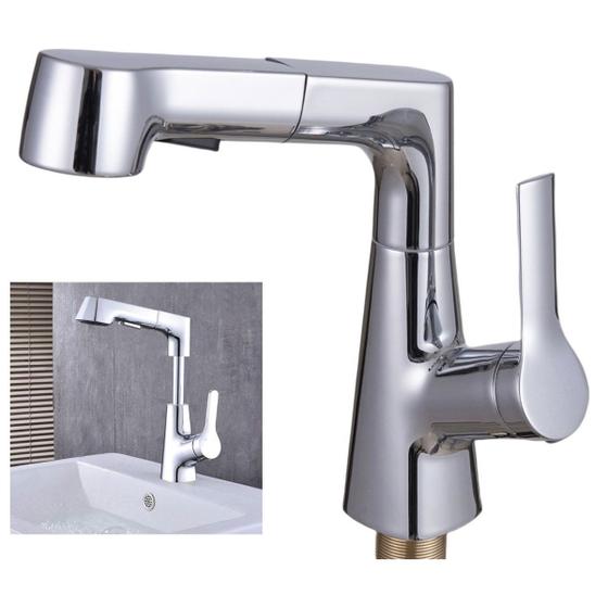 Imagem de Torneira Extensivel Gourmet Cozinha Banheiro Pia Mesa Bancada Ducha Articulada Dois Jatos Monocomando Sofisticado Moderno Luxo