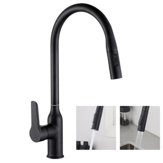 Imagem de Torneira Extensivel Gourmet Cozinha Pia Bancada Mesa Ducha Articulada Dois Jatos Monocomando Agua Quente Fria Moderno Sofisticado Pratico