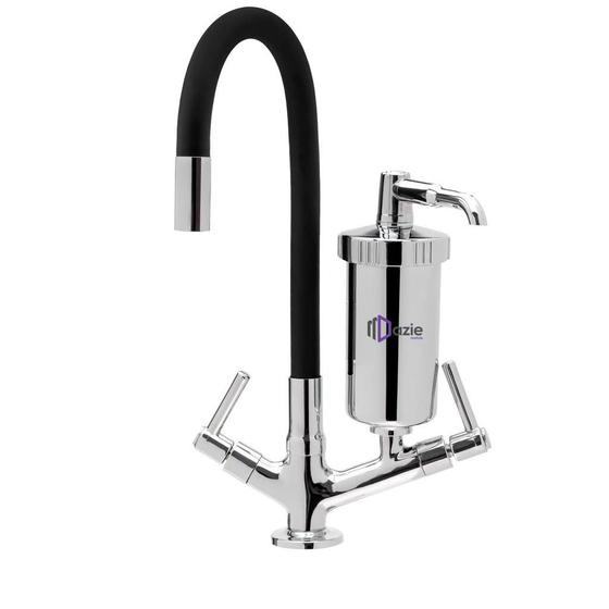 Torneira Filtro Gourmet Flexível Emborrachada Preta Bancada Menor preço em Torneira Filtro Gourmet Flexível Emborrachada Preta Bancada
