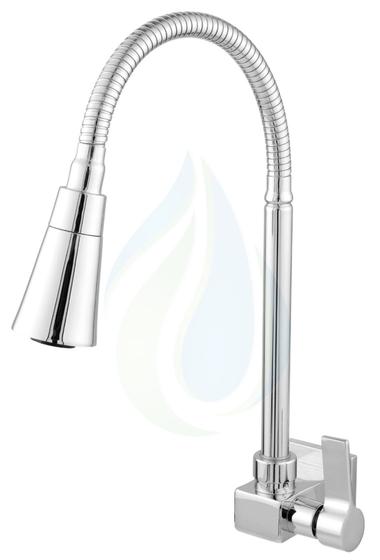 Torneira Flexível Cozinha Parede Quadrada Jato Duplo Cone Cromado C-70 Cód. 3511 Menor preço em Torneira Flexível Cozinha Parede Quadrada Jato Duplo Cone Cromado C-70 Cód. 3511