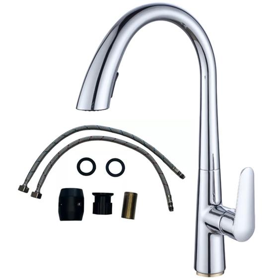 Imagem de Torneira Goumert Extensivel Pia Cozinha Bancada Luxo Monocomando Agua Quente Fria 360 Graus Moderna Pratica