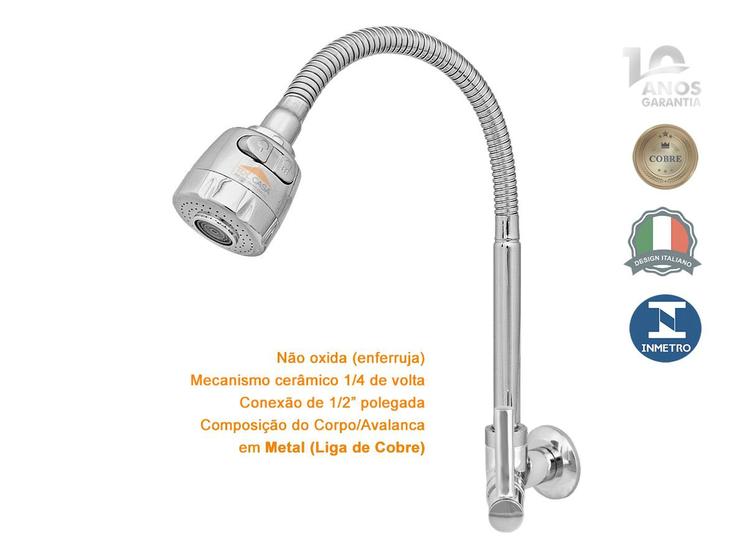 Torneira Gourmet Bica Móvel Parede Cozinha 1/4 Volta Menor preço em Torneira Gourmet Bica Móvel Parede Cozinha 1/4 Volta