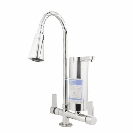 Imagem de Torneira Gourmet Cozinha Com Filtro Bancada Mesa Pia em Metal Dois Jatos Flexível 1/4 de Volta
