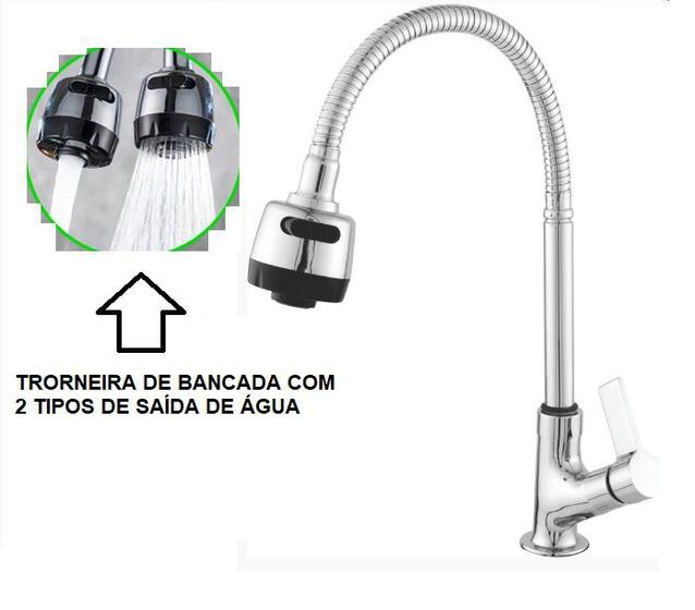 Imagem de Torneira Gourmet De Bancada  Luxo Para Cozinha 1/4 De Volta