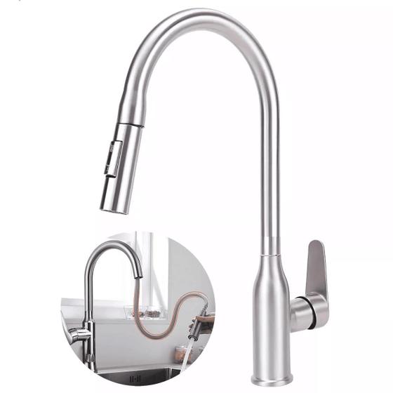 Imagem de Torneira Gourmet Extensível Monocomando com Ducha 2 Jatos para Cozinha