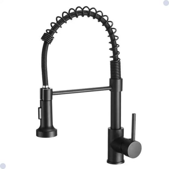 Imagem de Torneira gourmet misturador monocomando bancada spray black preto