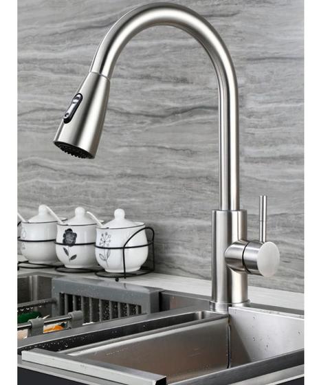 Torneira Gourmet Monocomando Com Extensor Ducha Luxo Inox Com Plástico abs Menor preço em Torneira Gourmet Monocomando Com Extensor Ducha Luxo Inox Com Plástico abs