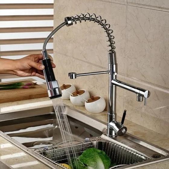 Imagem de Torneira Gourmet Multi Uso Cozinha Bancada 50cm de Altura Com Ducha com Duplo Jato - FG3053