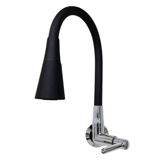 Imagem de Torneira Gourmet Parede ABS Jato Duplo Tudo Silicone Preto 