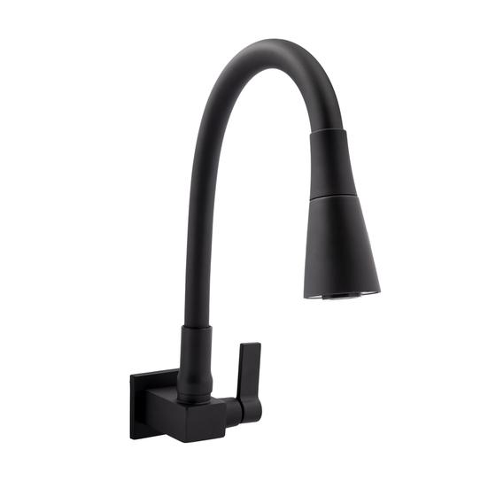 Torneira Gourmet Preta para Cozinha de Parede Quadrada Cone Menor preço em Torneira Gourmet Preta para Cozinha de Parede Quadrada Cone
