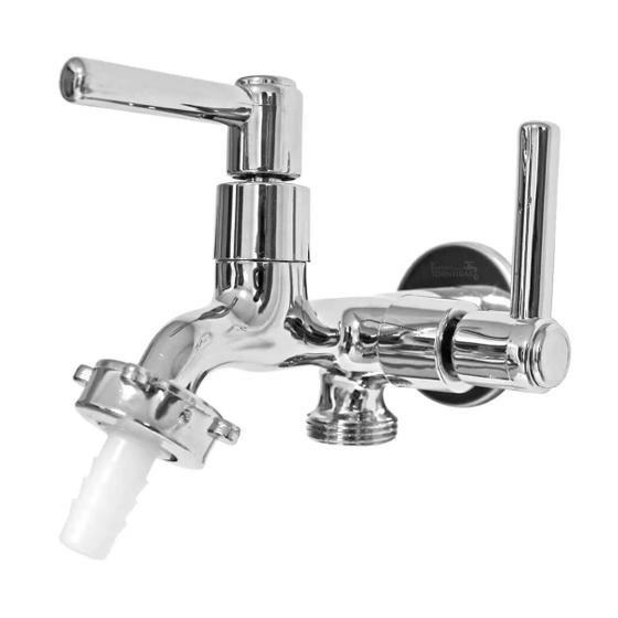 Torneira Lavanderia Cromada Tanque Máquina de Lavar 2 Saídas ABS 1/4 Linha Premium Excelente Acabamento Menor preço em Torneira Lavanderia Cromada Tanque Máquina de Lavar 2 Saídas ABS 1/4 Linha Premium Excelente Acabamento