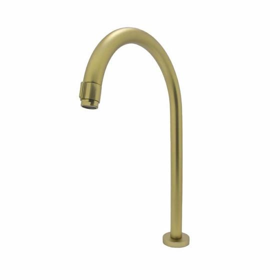 Imagem de Torneira Lavatório Banheiro Slim Tube Dourada Gold Fosca Alta Redonda Metal Luxo