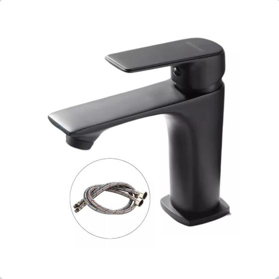 Imagem de Torneira misturador lavatorio banheiro monocomando preto fosco