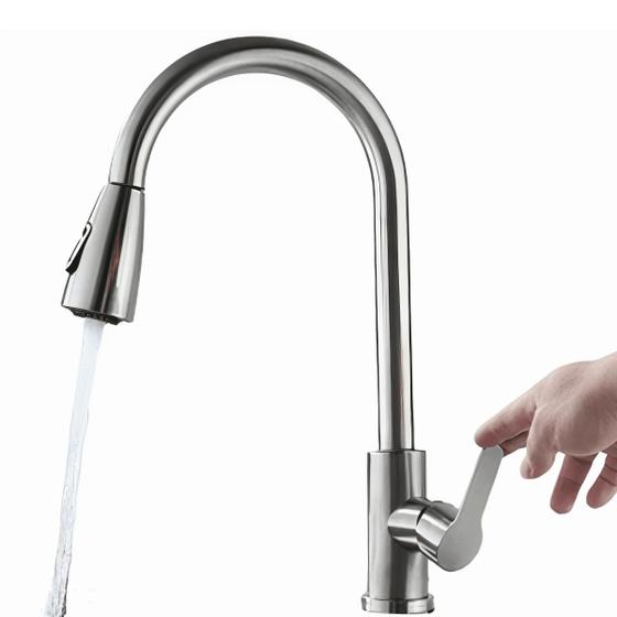 Torneira Misturador Monocomando Cozinha Área Gourmet Aço Escovado Luxo Bico Extensível 360º Moderna Lançamento Menor preço em Torneira Misturador Monocomando Cozinha Área Gourmet Aço Escovado Luxo Bico Extensível 360º Moderna Lançamento
