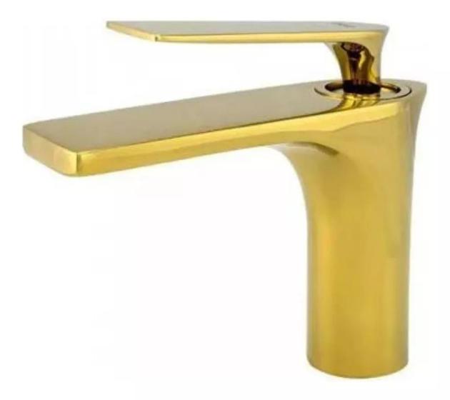 Imagem de Torneira Monocomando Bica Baixa Dourada Gold Luxo Banheiro Lavabo Inovartte IN36