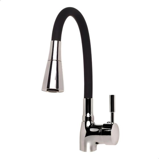 Imagem de Torneira Monocomando Jato Duplo Flexível Preto/Cromo 1/4v