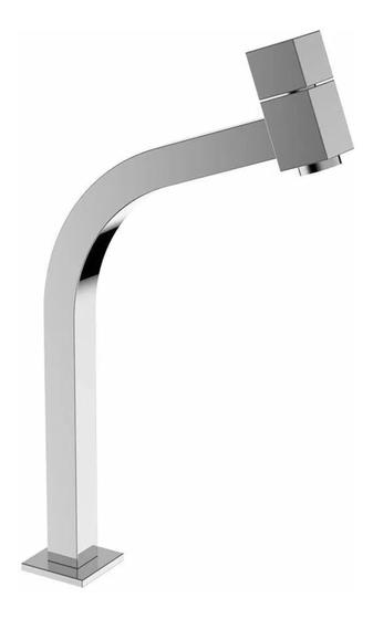 Imagem de Torneira para Banheiro Cozinha  Mesa Link Quadrada 1/4 De Volta 45 Bica Alta Metal Cromado - FV1025
