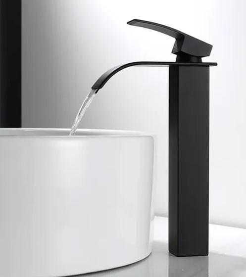 Imagem de Torneira Para Banheiro / Lavabo Alta Misturador Monocomando Preto Fosco - MV111PT