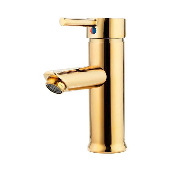 Imagem de Torneira para banheiro Lavabo cascata Misturador Monocomando Baixa dourada Xingu pingoo.casa