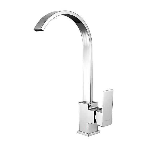 Imagem de Torneira Para Cozinha De Mesa Cascata Monocomando Quente Frio Bica Móvel 1/4 De Volta Metal Cromada Elegance Beltempo