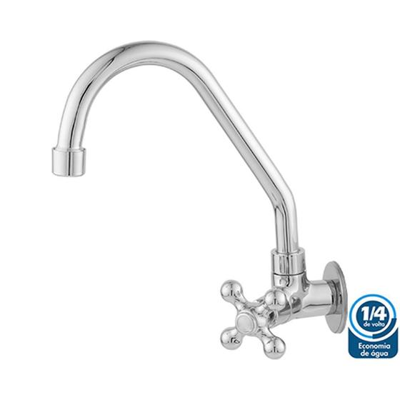 Imagem de Torneira Para Cozinha De Parede 1/4 De Volta Bica Móvel Acabamento C52 Linha Plus