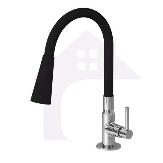 Imagem de Torneira para Cozinha Gourmet Bancada ColorFlex Silicone Flexivel 2 Jatos Luxo Preto cod1126-8