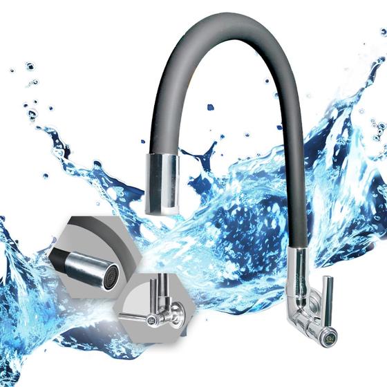 Torneira Para Cozinha Parede Bica Flexível Gourmet Preta Inox Crie & Construa Menor preço em Torneira Para Cozinha Parede Bica Flexível Gourmet Preta Inox Crie & Construa
