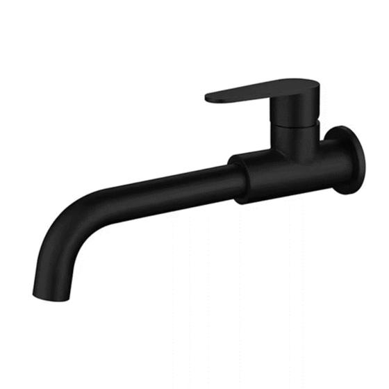 Imagem de Torneira para Lavatório Banheiro Lavabo Ambientes de Parede Preto Fosco Black Matte Luxo 1/4v Longa Metal Premium PMX