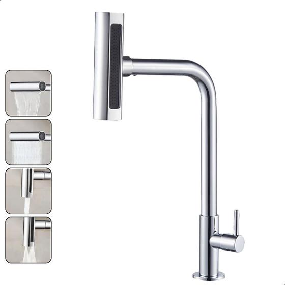 Torneira Pia Gourmet Cozinha 4 Jatos Extensível Rotativa 360 ...