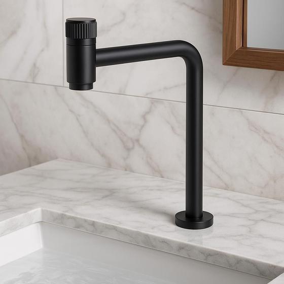 Imagem de Torneira Preta Fosca para Banheiro com Bica Alta 90º  1/4 de Volta  Design Sofisticado Link Soft  WESTING by BSMIX