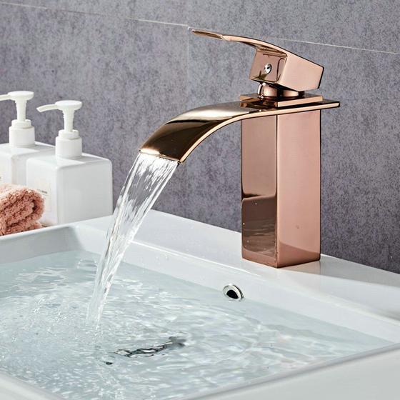 Torneira rosa Dourada Bica Baixa Monocomando Cascata 6019rg Menor preço em Torneira rosa Dourada Bica Baixa Monocomando Cascata 6019rg