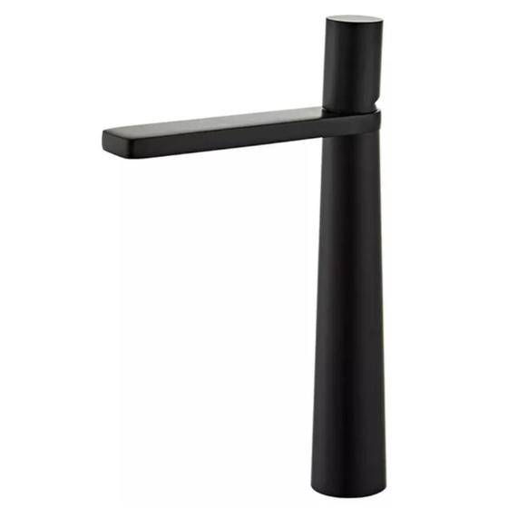 Imagem de Torneira slim bica alta Misturador de Mesa Monocomando para Cuba lavatório Banheiro Lavabo Pia Preto Fosco Black Matte Luxo Metal Premium PMX