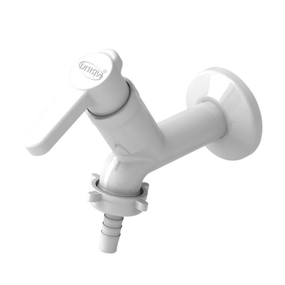 Imagem de Torneira Tanque Com Bico Berlim Tamanho 10 cm Com Bitola 1/2" - 3/4" Branco Durín