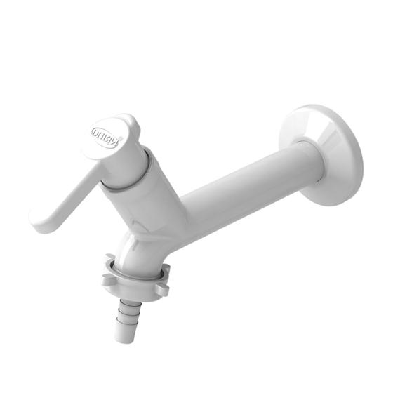 Imagem de Torneira Tanque Com Bico Berlim Tamanho 15 cm Com Bitola 1/2" - 3/4" Branco Durín