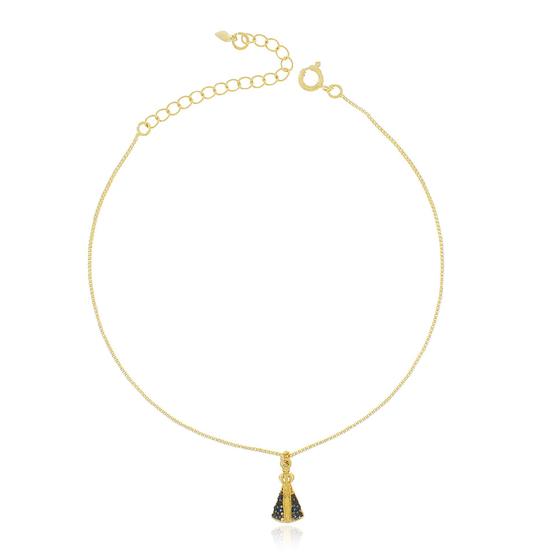 Imagem de Tornozeleira Com Pingente De Santa Nossa Senhora Aparecida Banhado a Ouro 18k