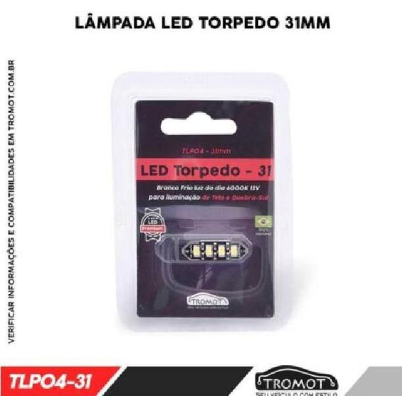 Imagem de Torpedo Led 31 Mm Branco Frio 6000K Veiculos 12V (C/1 Peça)