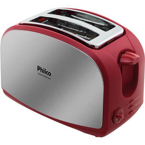 Imagem de Torradeira French Toast Inox Philco com 8 Opções de Tostagem - Aço Escovado/Vermelha - 110V