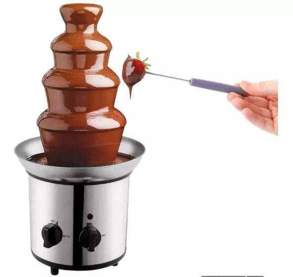 Imagem de Torre Cascata De Chocolate Quente 4 Andares Fonte 127v Inox Cor Cinza