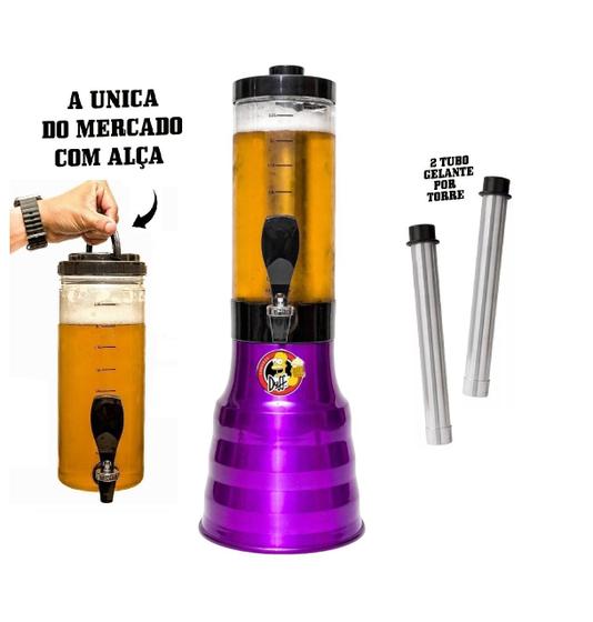 Imagem de Torre De Chopp 2 L Cerveja Beer 2 Refil Gelant Roxa Com Alça