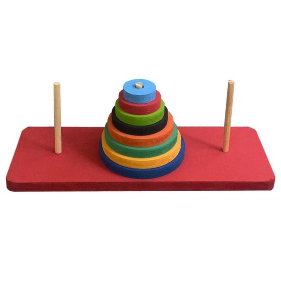 Imagem de Torre De Hanói Desafio Brinquedo Educativo E Pedagógico Mdf