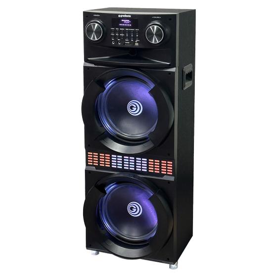 Imagem de Torre De Som Power Party Gradiente 2 Woofers 12pol 2200w Rms 1 entrada P10 auxiliar P2 USB  SD