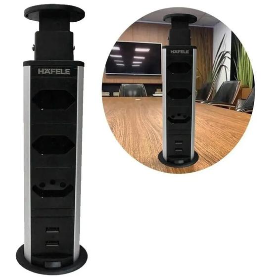 Torre De Tomada 3 Tomadas E Usb Multiplug Retratil Hafele Menor preço em Torre De Tomada 3 Tomadas E Usb Multiplug Retratil Hafele