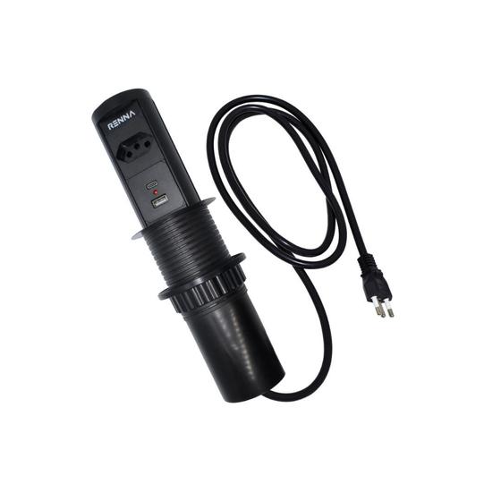 Imagem de Torre de tomada automática c/1 tomada + 2 usb e carregamento sem fio