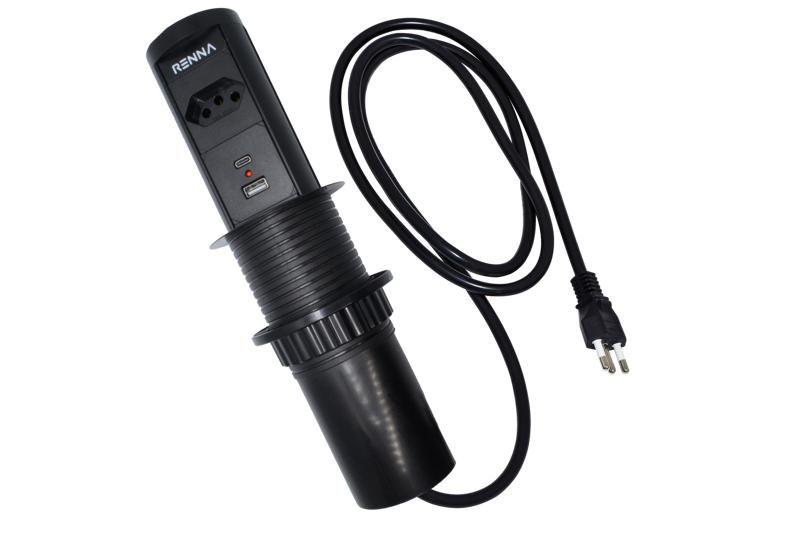 Imagem de Torre De Tomada Com 01 Tomada 20A + Usb + Tipo C Subida Automática