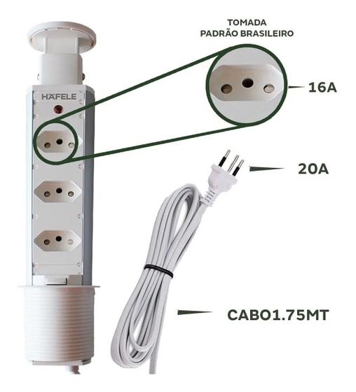 Torre De Tomada de Embutir para Bancada Retrátil Multiplug 3 Tomadas Bivolt Branca Hafele Menor preço em Torre De Tomada de Embutir para Bancada Retrátil Multiplug 3 Tomadas Bivolt Branca Hafele